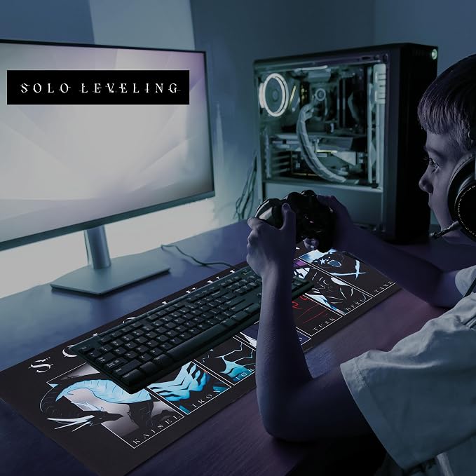 Solo Leveling Large Gaming Mouse Pad 31"x15" XL Computer Desk Mat, Anime | Solo Leveling anime gaming mouse pad, Oversized 31x15in smooth fabric top, stitched edges, non-slip rubber base. - Image 7