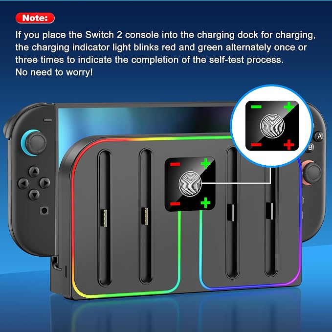 Svetaecho Charging Dock Compatible with Nintendo Switch 2 (2025) for Joycon Controller Charging, 4 in 1 Joypad Charger for Switch 2 Joy Con Fast Charger Stand Station Accessories PlayStation 3 - Image 8