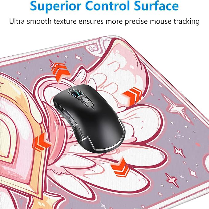 Cute Desk Mat Gaming Mouse Pad Kawaii Pink Anime Star Wings XL Mouse Pad Large Mousepad Extended Laptop Keyboard Mat Gaming Desk Pad Mouse Mat Office Computer Keyboard Laptop Home 31.5"x11.8" - Image 5