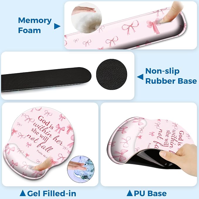 Mouse Pad and Keyboard Wrist Rest Support,Ergonomic Mouse Pad Set - Image 4