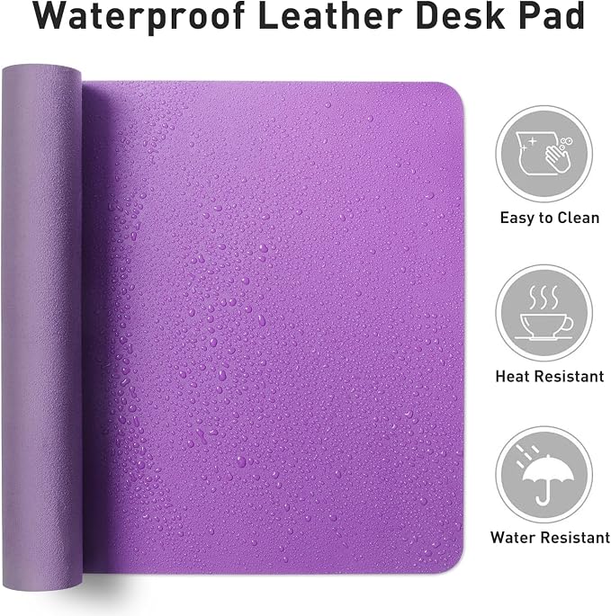 Aothia Leather Desk Pad Protector, Office Desk Mat, Large Mouse Pad, Non-Slip PU Leather Desk Blotter, Laptop Desk Pad, Waterproof Desk Writing Pad for Office and Home (48"x17", Iris Violet) - Image 7