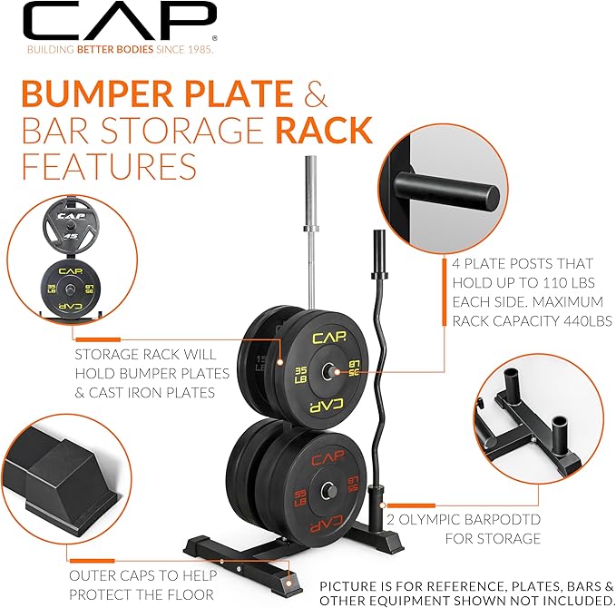 CAP 2-inch Olympic Bumper Plate Weight Set | 100-370 lbs | Multiple Colors | Storage Rack Optional - Image 3