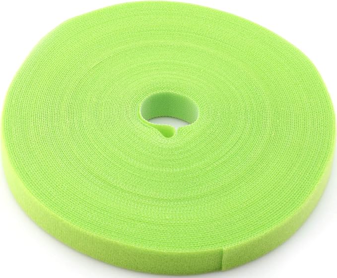 Reusable Fastening Tape Cable Ties 3/4 Inch Double Side Hook Roll (25 Yard, Green) by SAISN