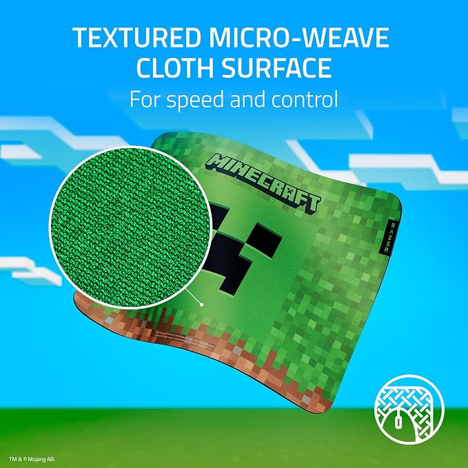 Razer Gigantus V2 Cloth Gaming Mouse Pad (Medium), Minecraft Edition | Textured MicroWeave Cloth Surface, Thick, High-Density Rubber Foam, Non Slip Base - Image 4
