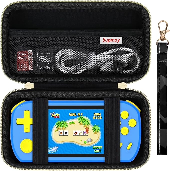 Supmay Carrying Case Compatible with CCTU / TEBIYOU Kids Handheld Games Preloaded 218 Retro Video Games, Portable Gaming Electronic Toys Storage Holder Travel Bag with Mesh Pocket, Black(Cube) by Supmay