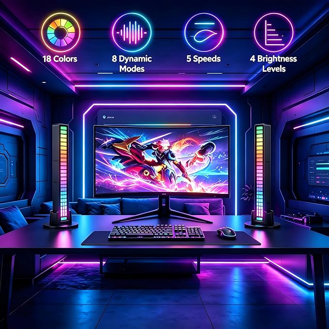 RGB Rhythm Light Bar, Sound Activated Light for Gaming, Bedroom & Car Decor - Image 2