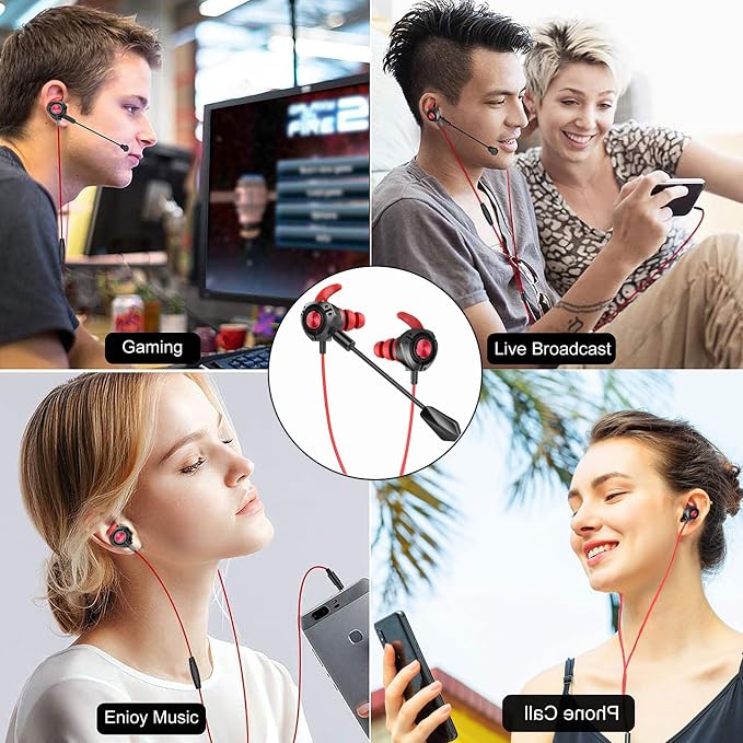 Gaming Headset with Microphone Wired Gaming Earbuds PC for PS4 PS5 One PlayStation 5 Games Mobile Phone,Detachable Stereo Bass Earphones Noise Cancelling Gaming Headphones with Mic Black - Image 7
