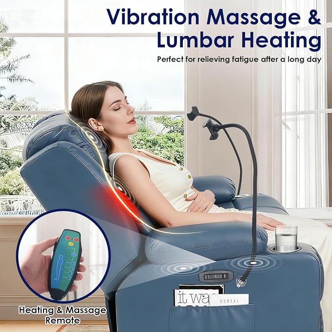 Redlife Power Loveseat Recliner Sofa with Blue LED Base Lights - Image 5
