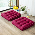 1 MIDDLE ONE Floor Pillow Set of 2, Memory Foam Meditation Cushion, Floor Cushions for Adults Sitting, Large Square Seat Cushions for Yoga, Living Room, 20x20 Inch (Burgundy) by 1MIDDLEONE
