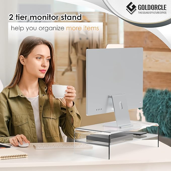 Acrylic Monitor Stand Riser Clear Computer Monitor Stand (Big) - Image 6