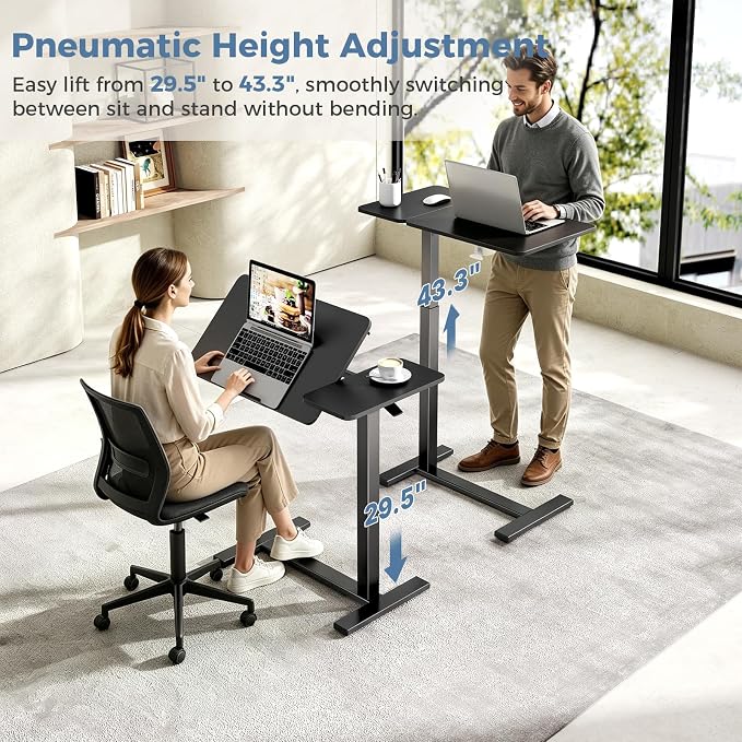 DUMOS Small Standing Desk, Rolling Desk, Laptop Table - Image 4