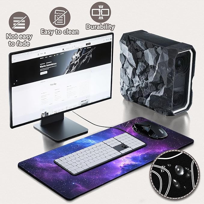 Mouse Pad Gaming - Desk Mat for Keyboard and Mouse - Galaxy Space Large Mouse Pad for Desk, Mousepad (31.5 x 11.8inch) with Non-Slip Base, Desks Pad Mat for Gaming, Office and Home - Image 4