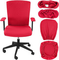 Tallew 4 Pcs Office Chair Covers Set Computer Universal Protective Stretchable Chair Seat Covers Desk Armrest Slipcovers Pads Office Cushion Backrest for Rotating(Red) by Tallew