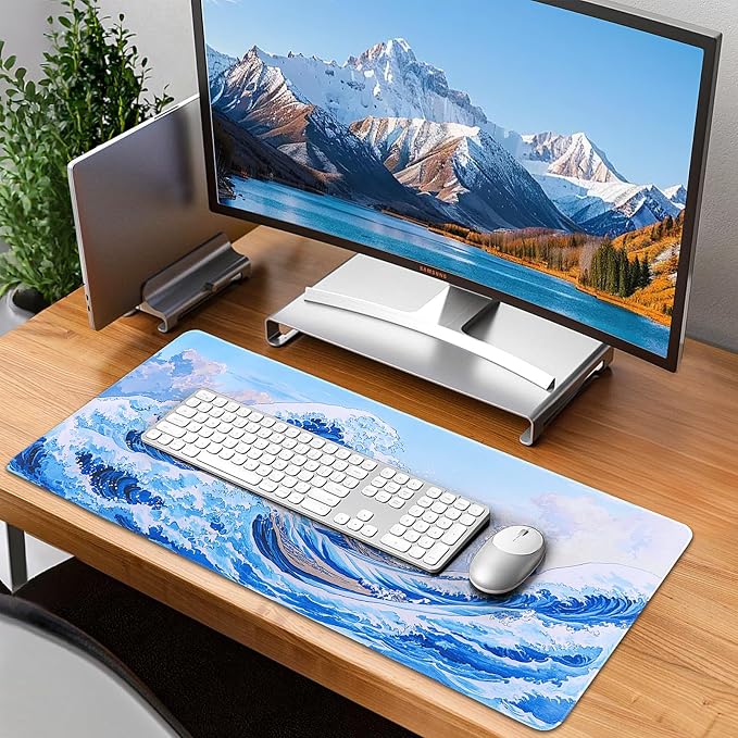 Mouse Pad Gaming - Desk Mat for Keyboard and Mouse - Kanagawa Cartoon Large Mouse Pads for Desk, Japanese Wave Gaming Mousepad (31.5" X 11.8") with Non-Slip Base for Game, Office and Home - Image 7