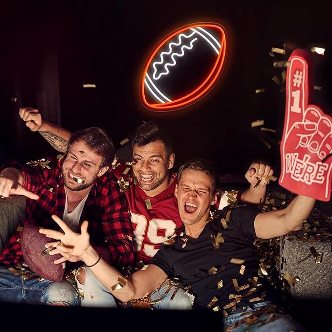 CULOIS Football Neon Sign for Wall Decor,Football-Shaped Neon Light, Football LED Signs for Man Cave, Teens, Boys, and Girls' Bedrooms and Game Rooms. Neon Wall Signs Gift for Football Fans Teens - Image 4
