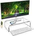 AMT 16 Inch Acrylic Laptop Monitor Stand, Computer Riser with Cat Keyboard Protector, Space-Saving Design, Extra Storage, Clear Shelf - Ideal for Monitors, Laptops, Printers, Desktop Decor by AMTSupply