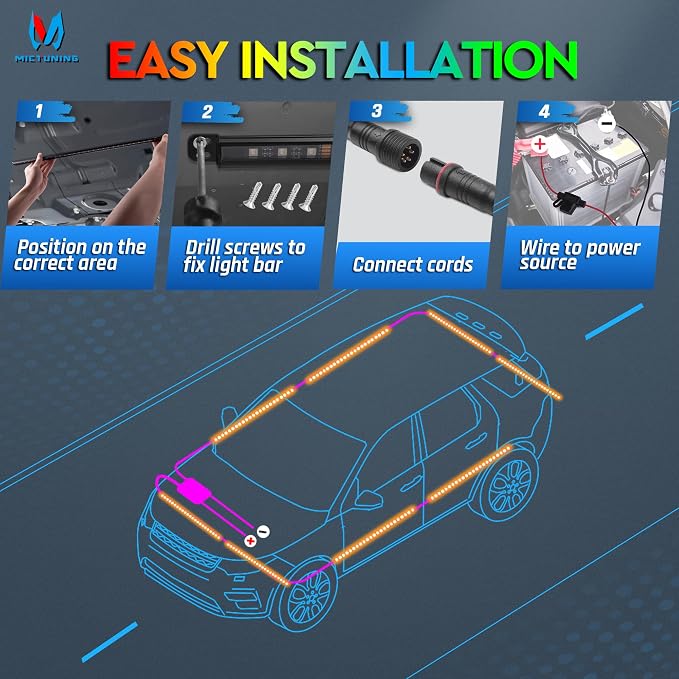 MICTUNING N8 RGBW Underglow Light for SUVs, App/Remote Control - Image 7