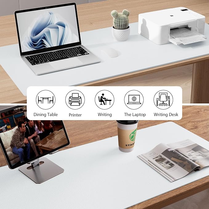 Aothia Leather Desk Pad Protector, Office Mat, Large Mouse Pad, Non-Slip PU Leather Blotter, Laptop Desk Pad, Waterproof Writing Pad for Office and Home (Barely Grey, 31.5" x 15.7") - Image 6