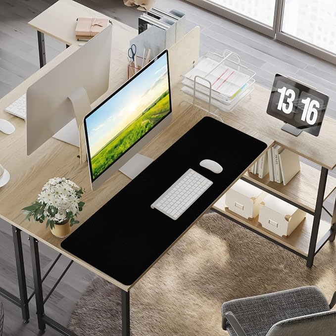 Leather Desk Pad Mat, Large Black Desk Mat, 47.2" x 16.9" | Non-slip and Waterproof Computer Mat, Desk Protector for Office/Home, Desk Accessories - Image 5