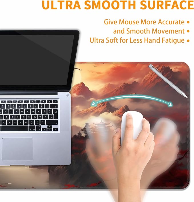 Dark Canyon Desk Mat, XL 31.5"x11.8" Large Mouse Pad, Full Moon Extended Gaming Mouse Mat,Non-Slip Rubber Base Waterproof with Stitched Edges for Gaming Office Home Decor - Image 5