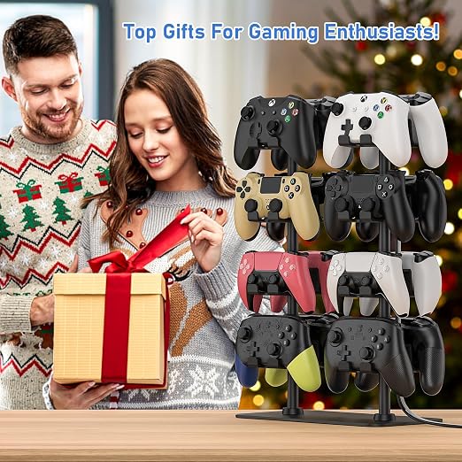 MANMUVIMO Controller Holder for 16 Xbox PS5 PS4 Gaming Controller, Video Game Controller Holder Headphone Stand for Desk, Gamer Gifts for Men, Gaming Room Accessories Maximum Organizer Rack - Image 9