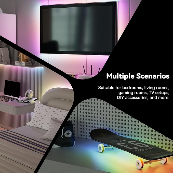 MIWISE 5V USB COB LED Strip Lights,RGB Smart IC LED Strip with App Control,Bluetooth Addressable Music Sync Color Changing Strip Lights,3M Back-Adhesive for Gaming Room PC Home Decor 6.56ft - Image 7