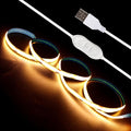 5V USB LED Strip Lights 6.56FT, 3Key COB Light Strip Warm White, Short LED Strip Light, Flexible Bright for Under Cabinet, Kitchen, TV Backlight, Shelves, Displays and TV Lights by Unknown