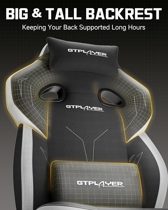 GTPLAYER Big & Tall Gaming Chair, Wide Seat with Footrest, Black | Ergonomic High Back Computer Desk Chair for Adults, Comfort Padded Seat with Lumbar Support Armrests Recliner for Office/Home - Image 4