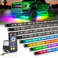 MICTUNING N8 RGB+IC Underglow LED Lighting Kit for Truck with Remote & Key Fob Dual Control, Exterior Neon Accent Underbody Strip, Multicolor Mode, Waterproof, Aluminum Casing by MICTUNINGINC