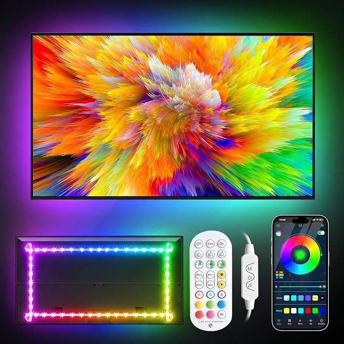 TV LED Backlight, 16.4ft RGB Strip Lights for 65-85 Inch TVs, App Control by DAYMEET