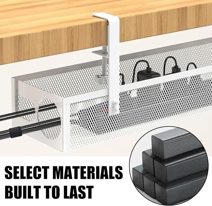 Under Desk Cable Management 27 inches Metal Cord Organizer No Drill Wire Management and Cord Organizer for Home Office Standing Desk - Image 7