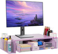 Qupui Computer Monitor Stand Riser with Drawer and Pen Holders, Desk Organizer Shelf and Accessories, Office Desk Accessories, Office Organization, Purple by Qupui