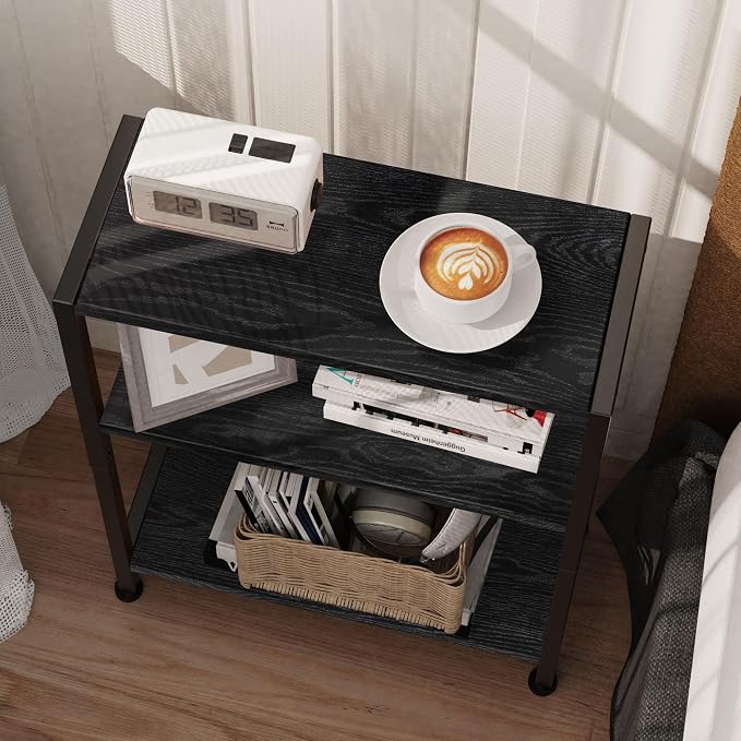 3-Tier Side Table, Small EndTable, Sofa SideTable for Narrow Spaces, Slim EndTable, NightstandTable, Skinny Bedside Table, for Living Room, Bedroom, Office, Black - Image 7