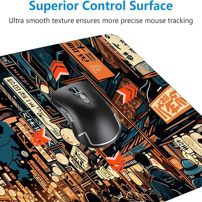 Japanese Street Desk Pad Mouse Pad Anime Tokyo Night Market XL Mouse Pad Large Mousepad Extended Laptop Keyboard Mat Gaming Desk Pad Mouse Mat Office Computer Keyboard Laptop Home 31.5"x11.8" - Image 5