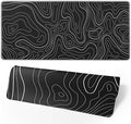 Topographic Contour Extended Big Mouse Pad Large,Gaming Mouse Pad Desk Pad,31.5x11.8 Inch Long Computer Keyboard Mouse Mat Mousepad with 3mm Non-Slip Base and Stitched Edge for Gaming and Office by Brecoy