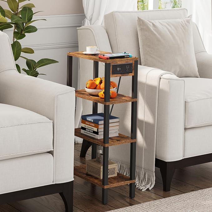 TUTOTAK Narrow Side Table Set of 2, Small End Table with Charging Station - Image 5
