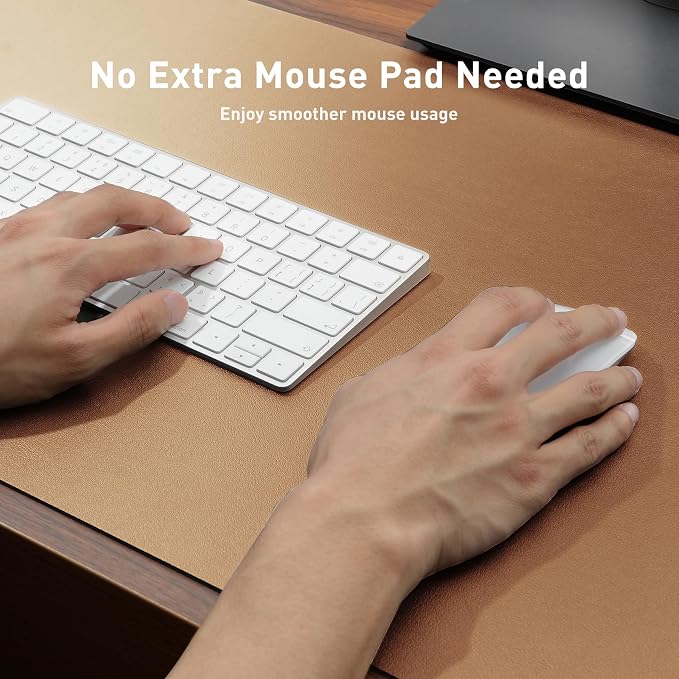 Aothia Faux Leather Desk Mat for Keyboard & Mouse (Khaki, 36" x 17") | Large desk mat for keyboard, mouse and laptop, creating a clean, organized workspace for work, study and everyday use - Image 3