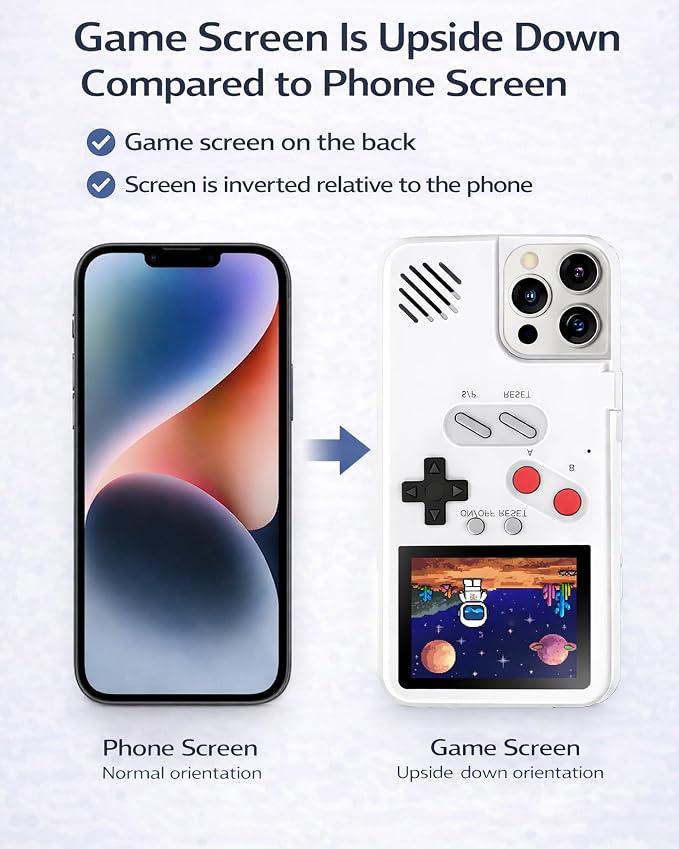 Game Phone Case, 168 Built-in Small Video Games, White, Compatible with iPhone 15 Pro Max - Image 6