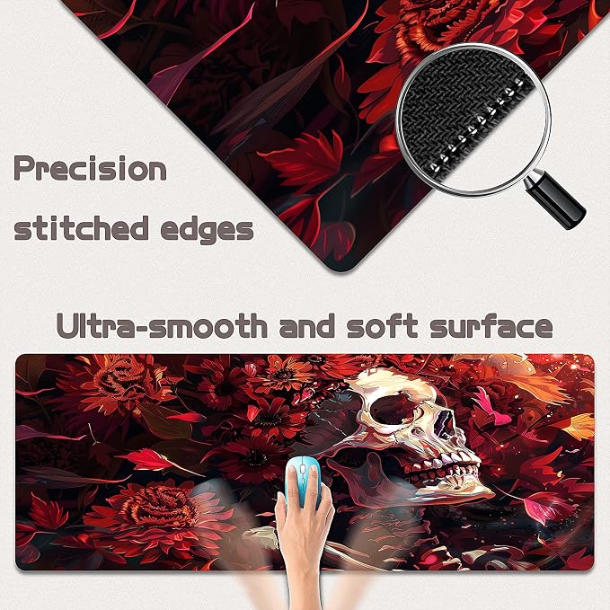 Gaming Mouse Pad - (31.5"×11.8") Skull Large Mouse Pads for Desk - Desk Mat for Keyboard and Mouse with Non-Slip Base, Desks Pad Matfor Game/Office & Home - Image 2