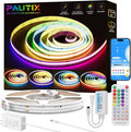 PAUTIX RGB Smart IC COB LED Strip Light,Addressable RGB COB LED Lights 16.4ft,UL-Listed 24V Color Flowing Chasing Effects Strip Lights Multicolor Flexible Color Changing Tape Light,for Bedroom,Party by PAUTIX