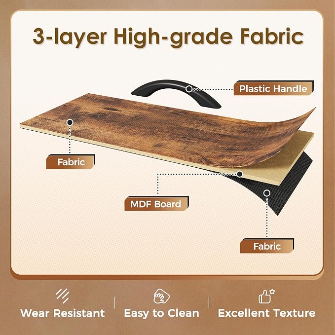 Huuger 70 Inch TV Stand for 75, 80 Inch TV, 11 Drawer Long Dresser with Power Outlets and LED Lights, Entertainment Center with Storage, Rustic Brown Dresser with Printed Surface - Image 9