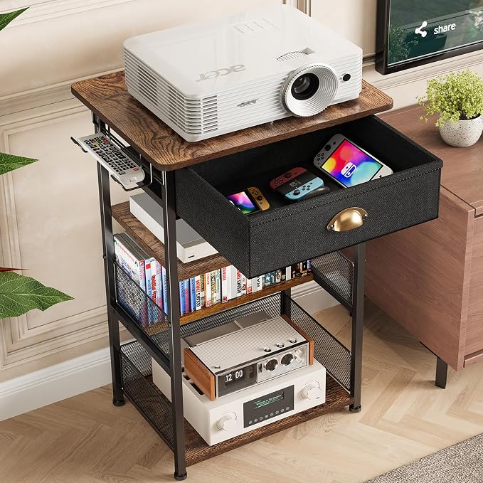 Hongtamoya 4-Tier AV Media Stand with Drawer, Gaming Console Shelf - Image 8