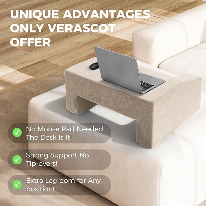 Reading Pillow for Gaming Lap Desk Pillow for Laptop Memory Foam Bed Desk for Reading Working Crocheting Gaming Arm Rest on Bed/Sofa/Floor/Couch/Car (Beige) - Image 2