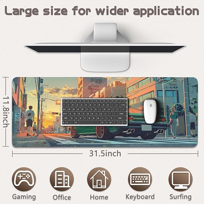 Gaming Mouse Pad - (31.5"×11.8") Sports Car Large Mouse Pads for Desk - Desk Mat for Keyboard and Mouse with Non-Slip Base, Desks Pad Matfor Game/Office & Home - Image 5