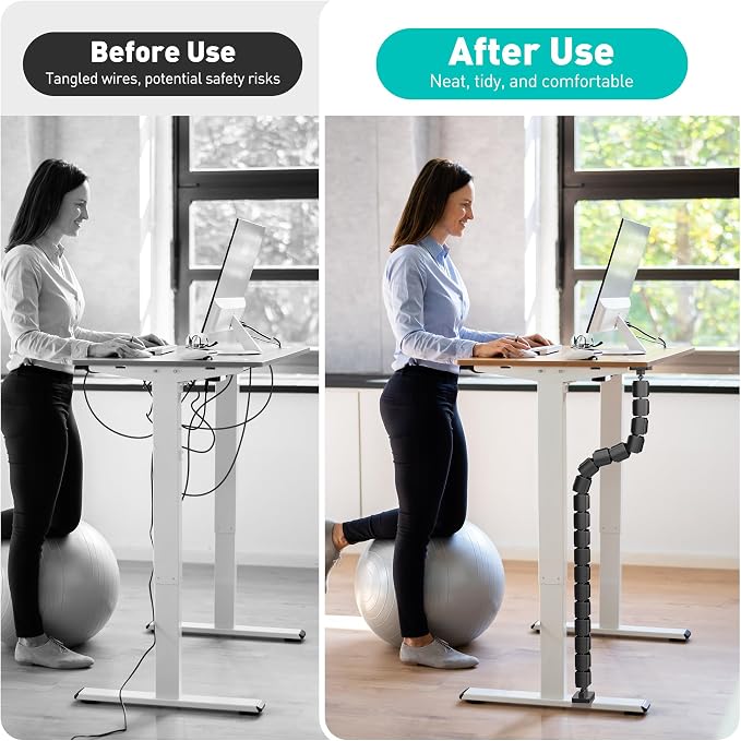 Magnetic Cable Management Spine, Instant Snap-On Wire Vertebrae for Metal Frame Gaming Desks, Dragon Bone Style Floor-to-Desk Cord Concealer for Steel Legs & Standing Desks - Image 2