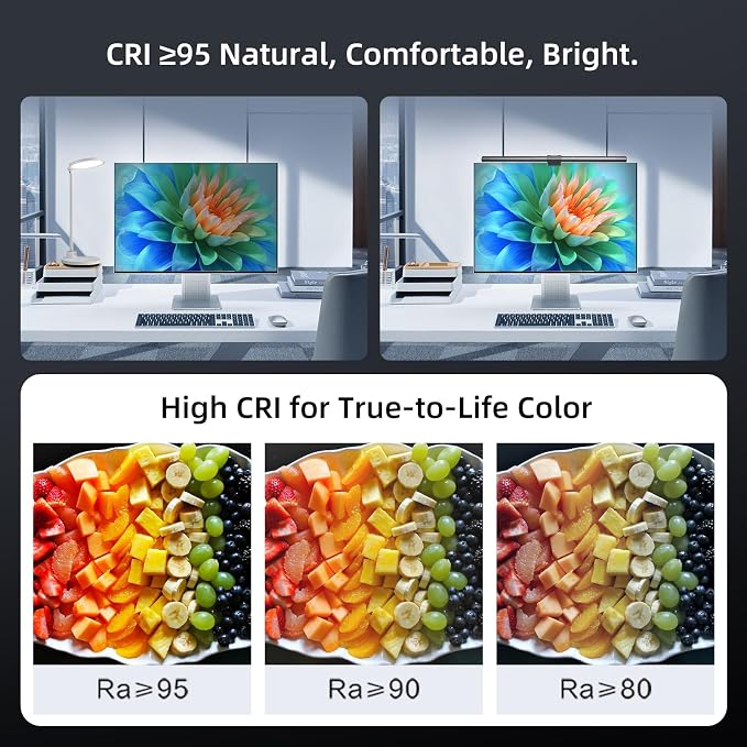 Thunderobot L1 Computer Monitor Lamp, Ra95 Light for Eye Caring, Asymmetric Light Source, Ten-Level Dimming No Video Flicker Blue Light Safe E-Sports Desktop Reading Lamp - Image 6