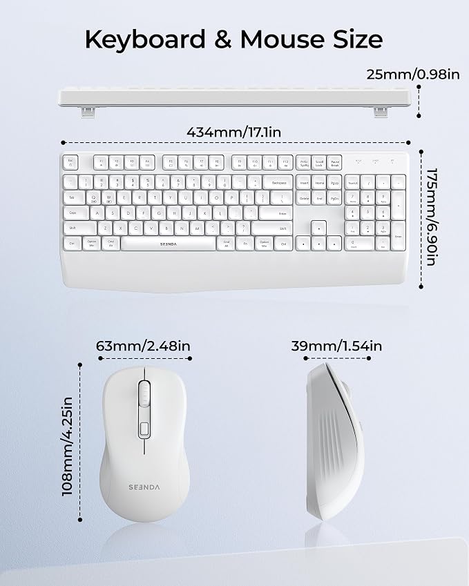 seenda COE200 Wireless Bluetooth Keyboard and Mouse Combo with Wrist Rest - Image 6
