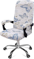 Smiry Office Computer Chair Cover with Armrest Covers, White | Stretch Printed Universal Removable Washable Desk Rotating Chair Slipcovers, Soft Anti-Dust Spandex Protector with Zipper by Smiry