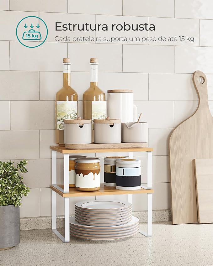 SONGMICS Cabinet Organizer Shelf, Set of 2 Spice Rack, Kitchen Storage - Image 4
