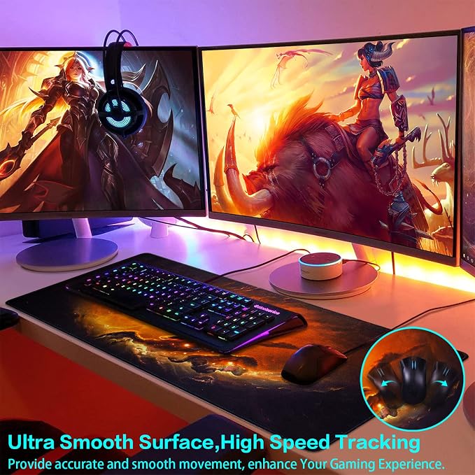 Canjoy Gaming Mouse Pad, 31.5x15.7in Large Mouse Pads for Desk Keyboard Pad | Desk Mat for Keyboard and Mouse Computer Big Full Size Desk Pad with Non-Slip Rubber Base and Stitched Edge for Home Office - Image 4